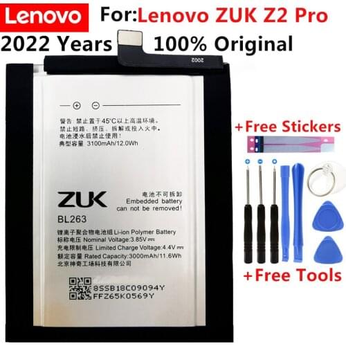 100% Original new For Lenovo 3100Mah BL263 Original Battery Replacement for Lenovo ZUK Z2 PRO Z2pro Smart Mobile Phone Battery