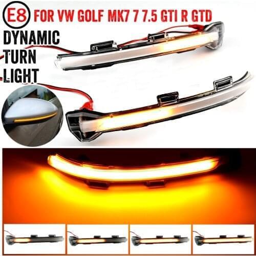 2X For VW Volkswagen Golf 7 Jetta MK7 VII MK7 Golf 7.5 GTI R Touran LED Dynamic Turn Signal Light Side Mirror Sequential Blinker