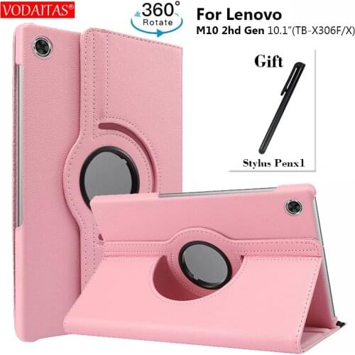 360 Rotating Case For Lenovo Tab M10 HD 2nd Gen TB-X306F TB-X306X X306 10.1inch Tablet Funda Flip Stand PU Leather Cover Case