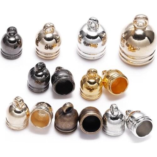 50pc/lot UV electroplating plastic Tassel Leather Cord End Crimp Caps Beads End Tip Cap For DIY Necklace Jewelry Making Findings
