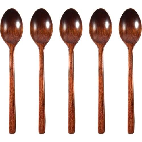 6 Pieces Wooden Spoons for Eating Mixing Stirring Cooking, Long Handle Spoon with Japanese Style Kitchen Utensi