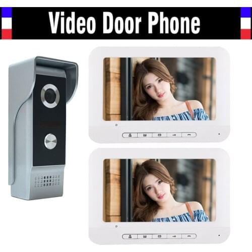 7" Video Door Phone Kit video doorbell Intercom System IR Night Vision Alloy Door Camera 2 Monitor 1 Camera