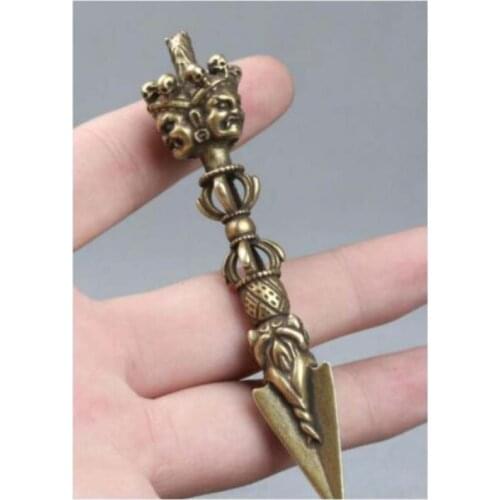 98MM Curio China Bronze Phurba Dagger Holder Hayagriva Buddha Xiangmo-chu Statue