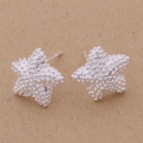 AE142 Hot sterling earrings , fashion jewelry , five-pointed star inlaid stones /bztakraa akfajbma silver color