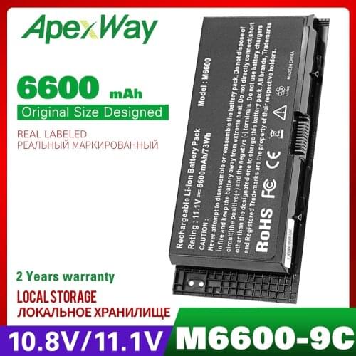 ApexWay 11.1V Laptop Battery For DELL FV993 FJJ4W T3NT1 PG6RC R7PND Precision M6600 M6700 M6600 M4800 M4700 M4600 6600mAh 9 Cell