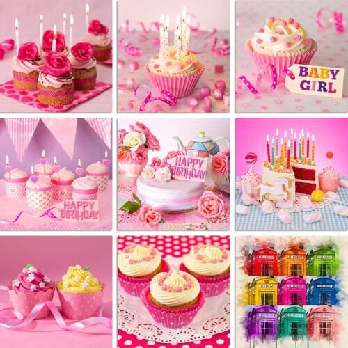 QIZITEGN 5D Diamond Painting Cake Picture Candy Color Full Square/Round Mosaic Rhinestone Kitchen Restaurant Decoration Gift New