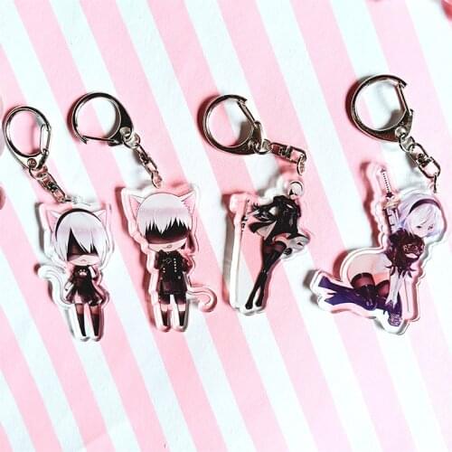 Anime Acrylic NieR Automata Transparent Keychain Acrylic 2B Miss Sister Keychain Pendant