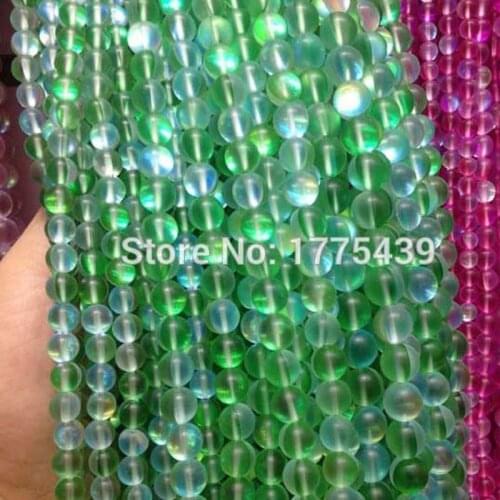Free Shipping 6 8 10 12mm Discolor Green Rock Crystal Quartz Round Gem Loose moon Beads Strand 15" DIY Creative Jewellery Making