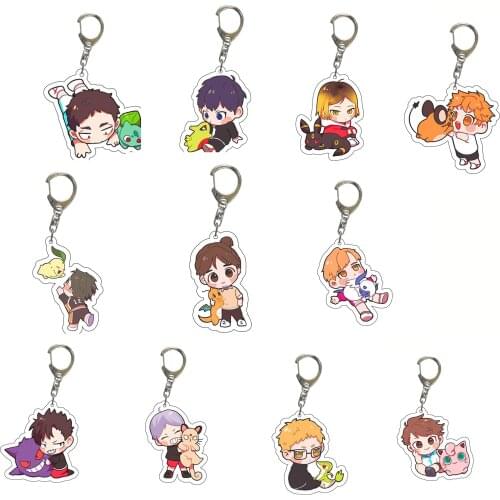Haikyuu Keychain Fashion Hinata Shoyo Kozume Kenma Brelok Acrylic Key Ring Cute Cartoon Sleutelhanger 2021 New Key Chain Cosplay