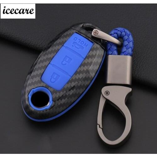 Carbon Fiber Car Key Silicone Case For Nissan micra x-trail t31 leaf TEANA Qashqai Juke Key Bag Cover Protector Fob Car-styling