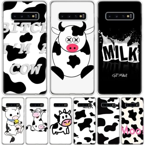 Cow Milk Black Whit Phone Case for Samsung Galaxy S10 S20 Ultra Note 10 9 8 S9 S8 S7 J4 J6 J8 Plus Lite + Popular Cover Capa She