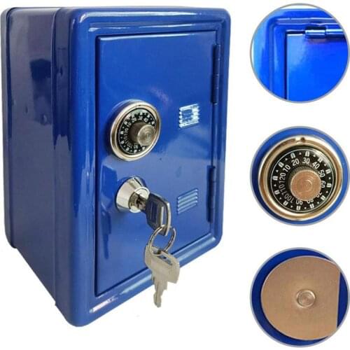 Kids Money Banks Mini Money Box Gift Safe Case Password with Key Metal Money Box Storage Bedroom Locker Home Ornament