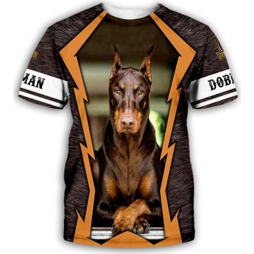 Doberman 3D All Over Printed t shirts women men Summer Funny Dog Tees Short Sleeve T-shirts Cosplay Costumes 01