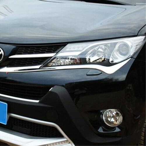 For Toyota RAV4 2013 2014 2015 Chrome Front Head Light Lamp Eyelids Cover Trim