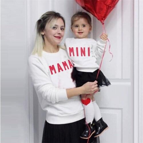Family Set Fashion Mother Daughter Matching Sweatshirts Mama Mini Sweaters Mom Baby Mommy and Me Clothes Women Girls Cotton Tops
