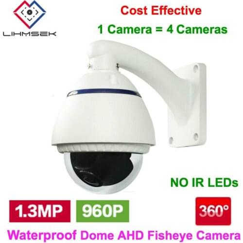 Lihmsek External 960P 1.3MP AHD Camera Outdoor Water-proof IP66 1.2mm Fisheye Lens Panoramic 360 Degree CCTV Security Camera