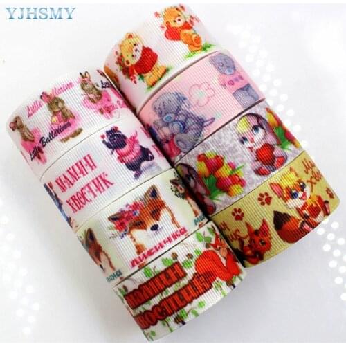 YJHSMY H-17518-652 25mm 10 yard cartoon animal pattern heat transfer DIY handmade material