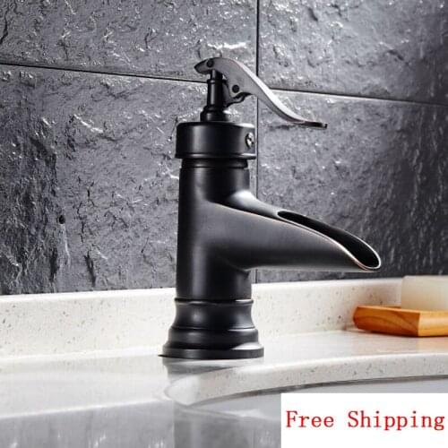 Copper bathroom sink basin faucet black, Antique ORB wash basin faucet water, Oil Rubbed Bronze basin faucet mixer hot and cold