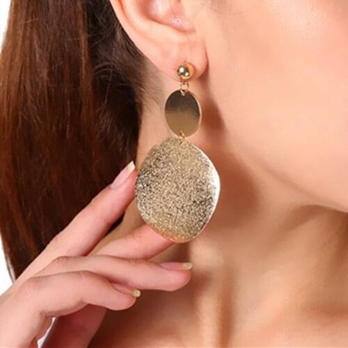 Fashion Metal Round Earrings Personality Geometric Scrubs Wild Earrings 2020 Fashion Long Earrings Female Simple Style Jewelry