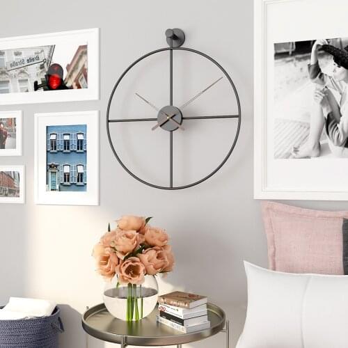 Nordic Wall Clocks Retro Iron Round Large Wall Clocks Living Room Home Decoration Silent Quartz Wall Watch Modern Design reloj