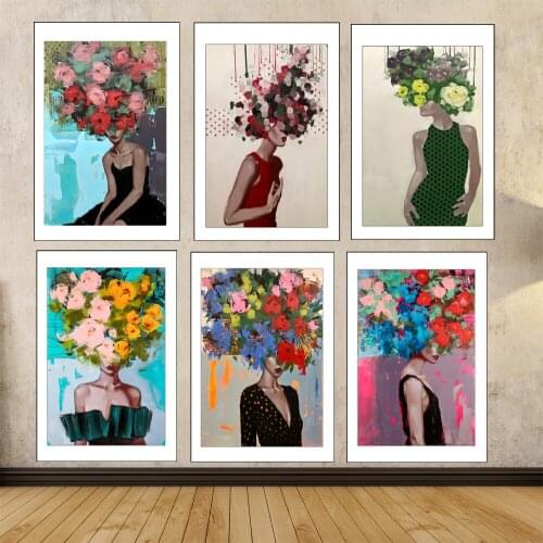 Flower Girls Wall Art Poster Abstract Canvas Oil Painting Nordic Anna Kincaide Paintings Wall Picture For Living Room Home Decor