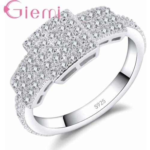 Engagement Wedding Jewelry 925 Sterling Silver Cubic Zirconia Ring Party Jewelry Women Anniversary Valentines Day Gift