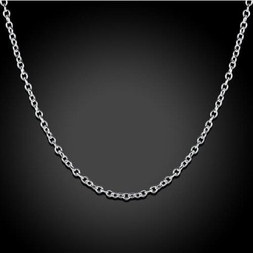 Plated 925 Sterling Silver Necklace RINYIN Factory Wholesale 10PCS/Lot Fashion Jewelry 1mm Width ROLO O-Chain 16" - 24"