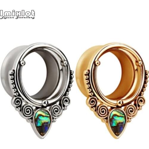 Imixlot 1PC Stainless Steel Ear Gauges Expander Plugs Tunnels With Shell Drop Fashion Body Jewelry Piercing 8mm-25mm