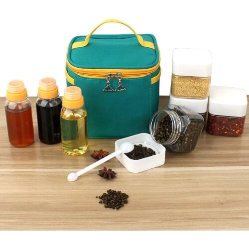 Outdoor Portable Spice Cruets Seasoning Jar Pouch Camping BBQ Organizer Condiment Bottles Set For Camping Barbecue Picnic