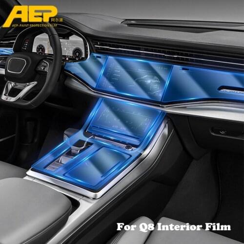 AEP Car Interior Transparent TPU-PU Protective Sticker Central Control Display Protection Film For Audi Q8 2019 2020 Accessories