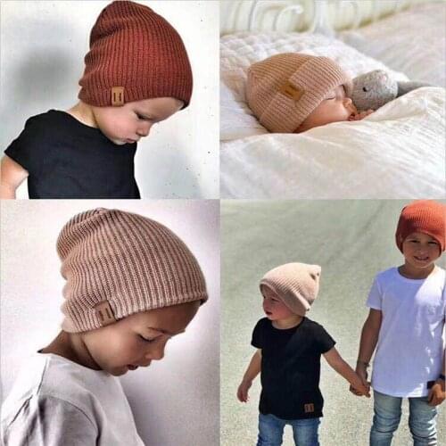 Pudcoco Cute Family Matching Caps Winter Baby Kids Dad Mom Knitted Crochet Beanie caps Soft Warm Cotton Solid Knitwear Hats