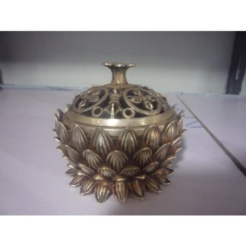 Rare Old QingDynasty Silver Incense Stove\Censer,Lotus,Decoration, free shipping