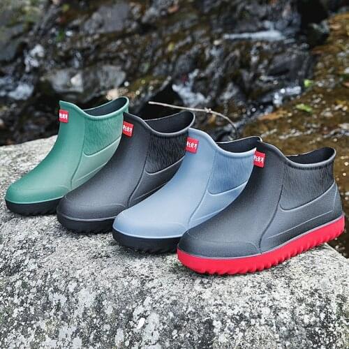 Rain Shoes Mens Rubber Boots Slip-on Rain Boots Men Ankle Boot Waterproof Kitchen Working Shoes Fishing Boots Non-slip Galoshes