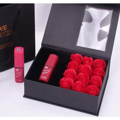 ROSE SPACE 12 Roses Lipstick Jewelry Box Saop Rose Flower Box Gift Artificial Flowers Christmas Valentines Woomens Girl Gifts