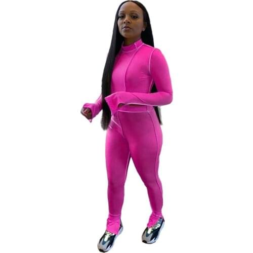 JRRY Women Tracksuits Two Pieces Set Long Sleeve Top Slit Pants 2 Pieces Slit Sleeves Sports Suit Casual Skinny Outdoor Wear