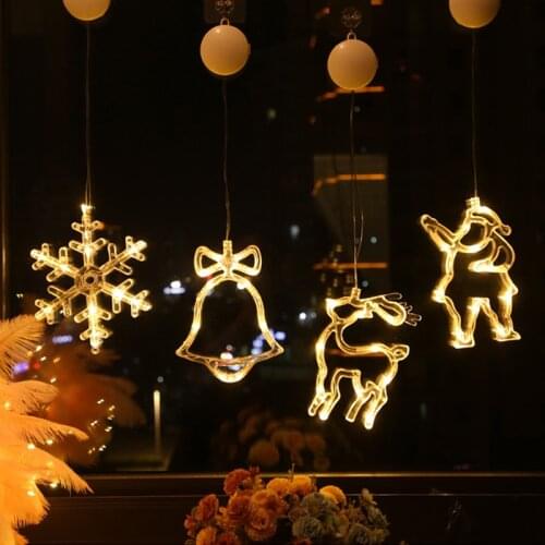 LED Christmas Decoration Bell Sucker Lamp LED Flashing Star Angel Five-pointed Star Elk Snowman Fairy Tale Character Lamp Window