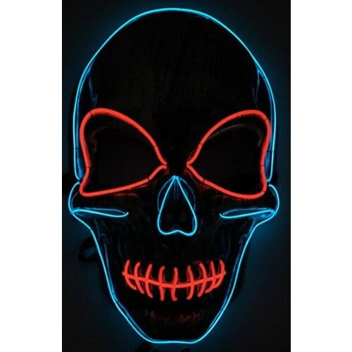 Glowing Horror Skull LED Mask Halloween Cosplay Party Costume Accessories Light Up EL Wire Mask