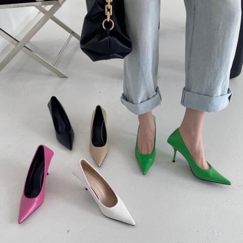 Sexy Pointed Solid Color Shallow Mouth Stilettos Summer Hot Sale Temperament Elegant Ladies Single Shoes