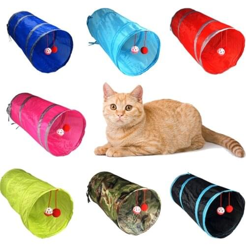 Pet Cat Tunnel Toy Funny 2 Holes Play Tubes Balls Collapsible Crinkle Kitten Toys Puppy Ferrets Rabbit Play Dog Channel Tubes