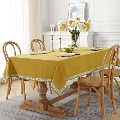 Yellow Geometric Embroidered Lace Tablecloth Home Dustproof Cover Dining Coffee Table Desk Decoration Table Cloth Mantel Mesa