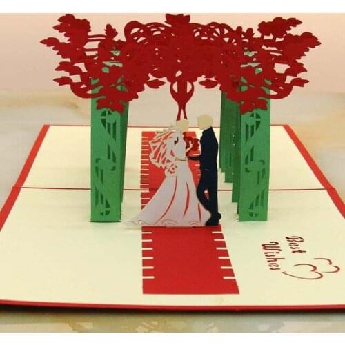 10pcs/lot Laser Cut Wedding Party Invitations Handmade 3D POP Up Card Cubic Foldable Greeting Cards