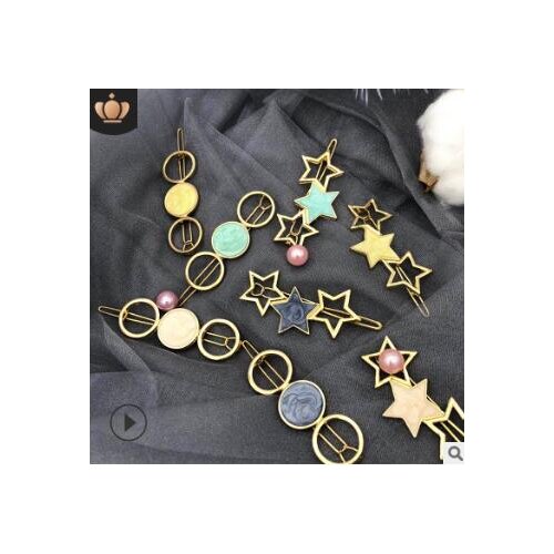 240pcs/lot DIY Simple Multi Oil Drip Hair BB Clips Star Round Bang Hairpins Frog Fastener Hair Styling Tools Accessories HA831