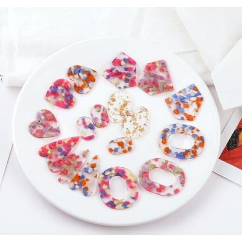 6pcs Jelly Color Granules Acetateplate Love polygon Geometric Earrings for Women Irregular Earrings Material Jewelry Accessories