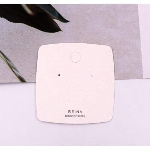 6x6cm 100pcs White Jewelry Stud Earring Card Korean Paper Ear Clip Earring Long Drops Packaging Cards Hanging Tag Label