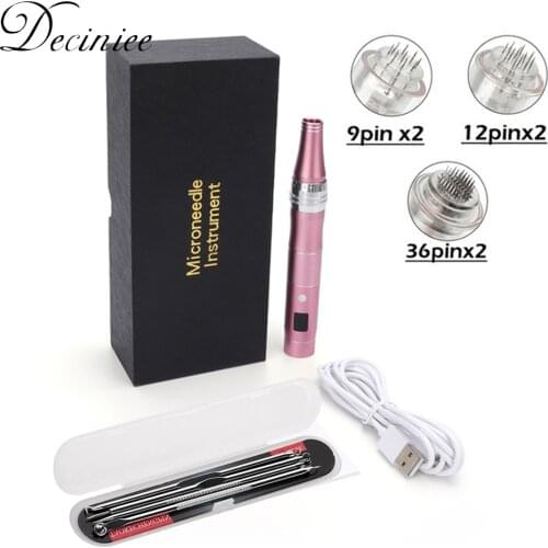 Wireless Electric Microneedling Pen Kit with 6 pcs Derma Needle Microdermabrasion Beauty Dermar Pen LCD display Acne Skin Repair
