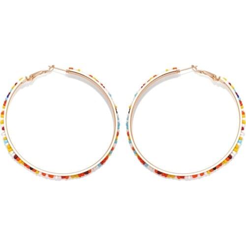 Bohemian Multicolored Glass Seed Beads Earring Women Girl 2020 New Fashion Zinc Alloy High Flown Style Chic Jewelry Present