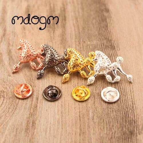 Mdogm Poodle Dog Animal Brooches And Pins Suit Cute Funny Metal Small Father Collar Badges Gift For Male Men B012