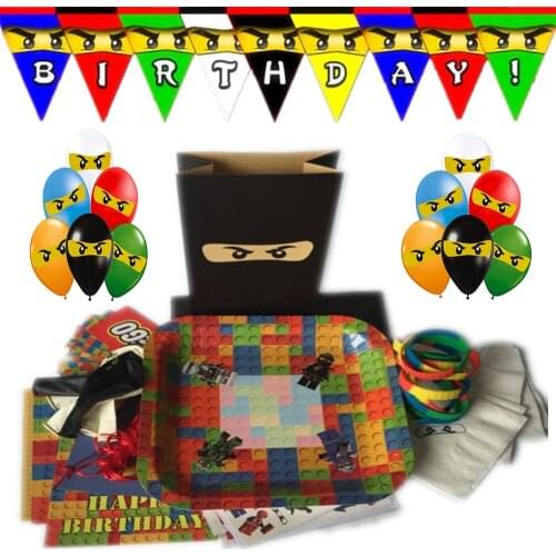 MINERFORT Ninja Birthday Party Masked Ninja Party Supplies Paper Straw Paper plate Tableware Paper Cup Theme Favors for boy