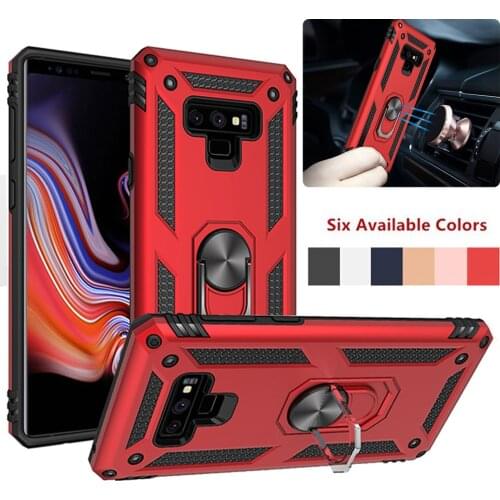 For Samsung Galaxy Note 9 Case Dual Layer Military Armor Adsorption Case Magnetic Ring Stand Shockproof Hard Back Cover