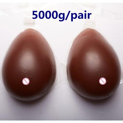 Black Silicone Breast 5000g/pair Big Breast Form Adhesive Fake Breast Crossdresser Silicone Boobs